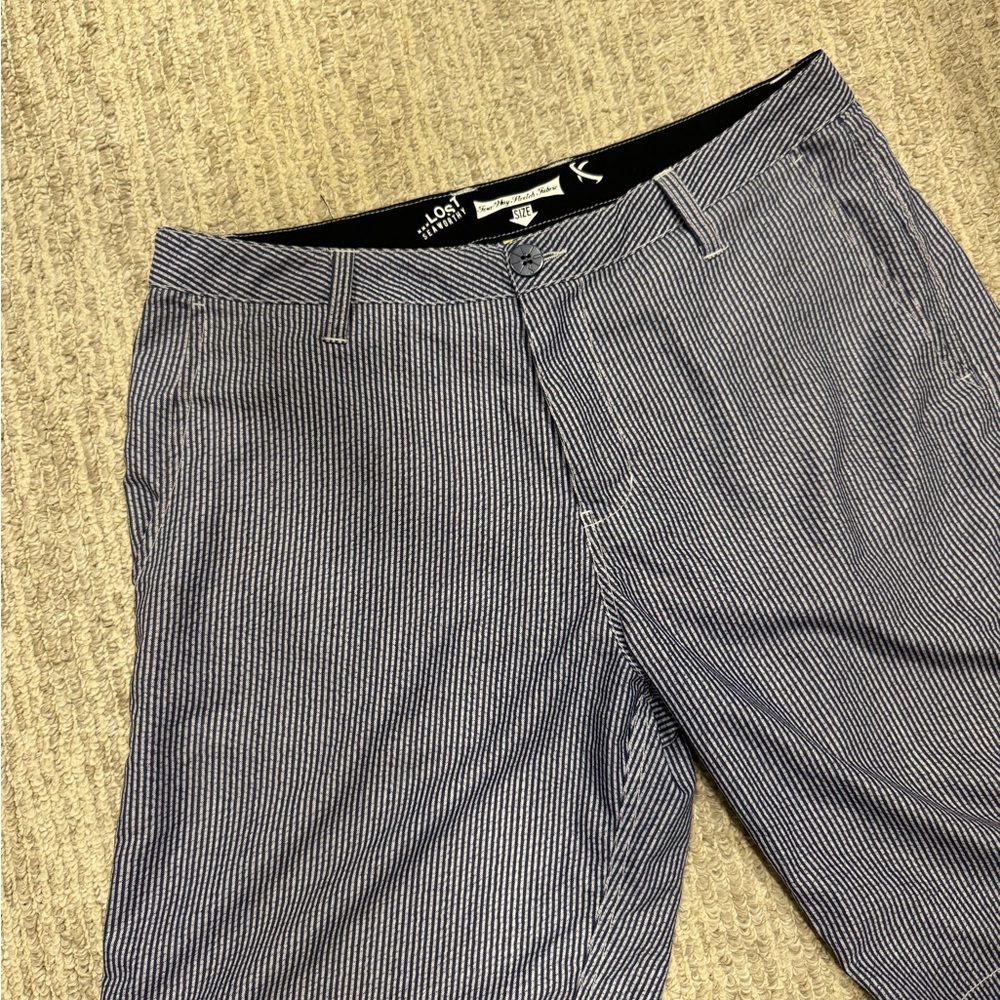 Men's Striped Blue Board Shorts - Picture 2 of 4